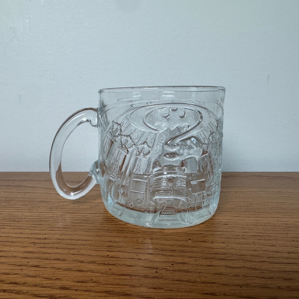 Vintage 1995 McDonalds Batman Forever The Riddler Glass Mug DC Comics Clear